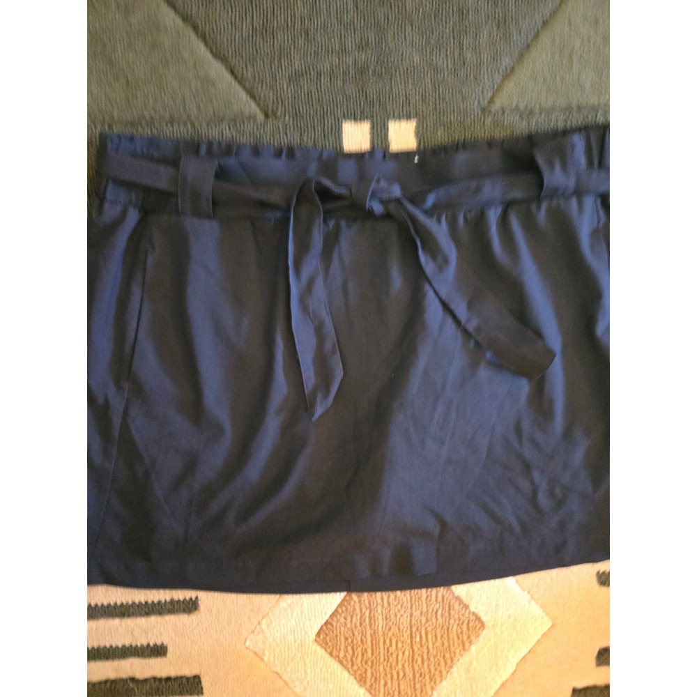 St Johns Bay Active Black Skort XL Tie Waist Built-in Shorts Athletic Mini Skirt